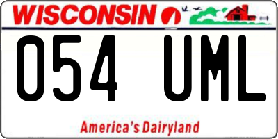 WI license plate 054UML