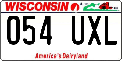WI license plate 054UXL