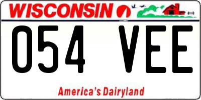 WI license plate 054VEE