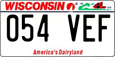 WI license plate 054VEF