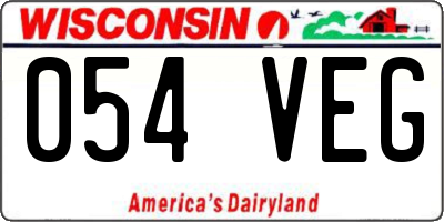 WI license plate 054VEG