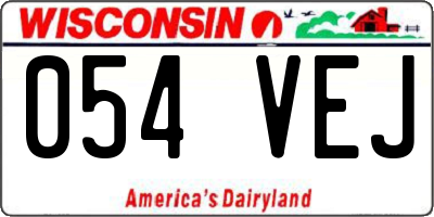 WI license plate 054VEJ