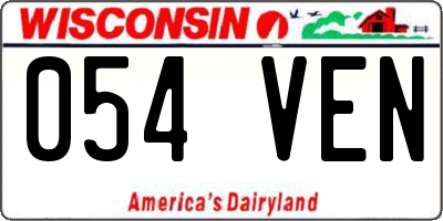 WI license plate 054VEN