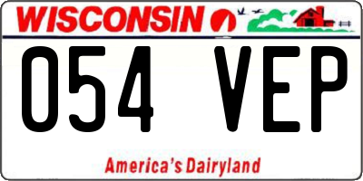 WI license plate 054VEP
