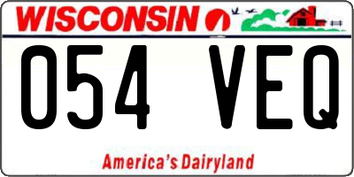 WI license plate 054VEQ