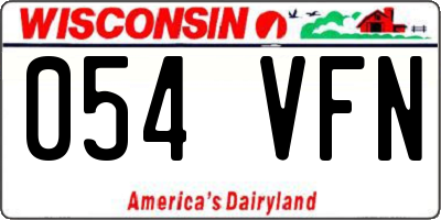 WI license plate 054VFN