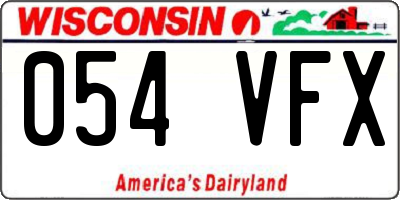 WI license plate 054VFX