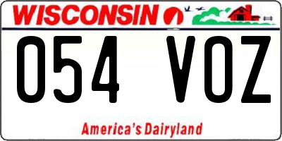 WI license plate 054VOZ