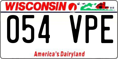WI license plate 054VPE