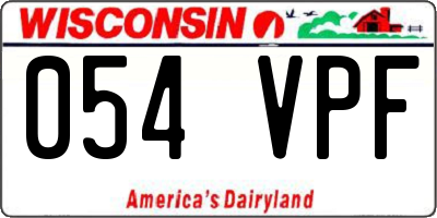 WI license plate 054VPF