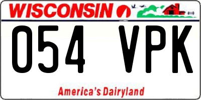 WI license plate 054VPK