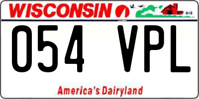 WI license plate 054VPL