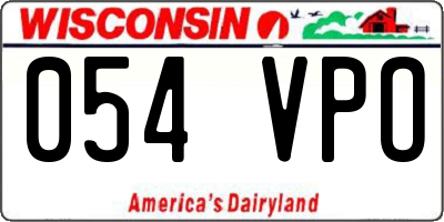 WI license plate 054VPO