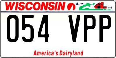 WI license plate 054VPP