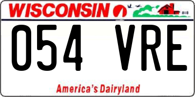 WI license plate 054VRE