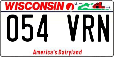 WI license plate 054VRN