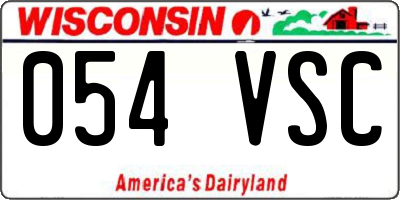 WI license plate 054VSC