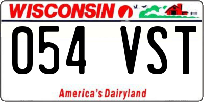 WI license plate 054VST