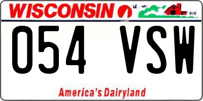 WI license plate 054VSW