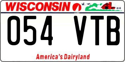 WI license plate 054VTB