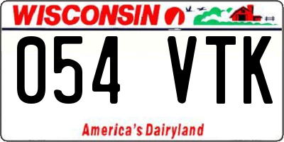WI license plate 054VTK