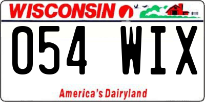 WI license plate 054WIX