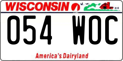 WI license plate 054WOC