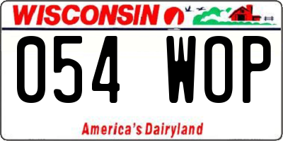 WI license plate 054WOP