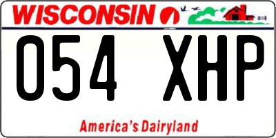 WI license plate 054XHP