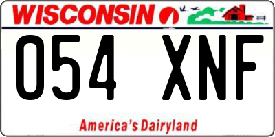 WI license plate 054XNF