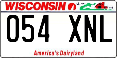 WI license plate 054XNL