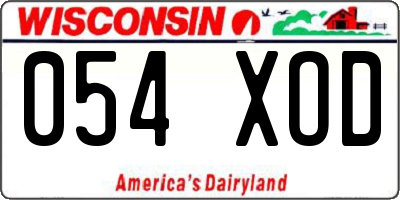 WI license plate 054XOD