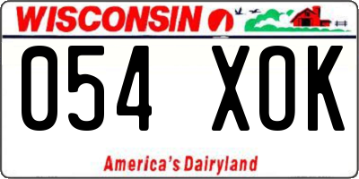 WI license plate 054XOK