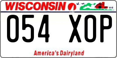 WI license plate 054XOP