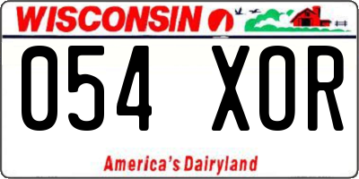 WI license plate 054XOR