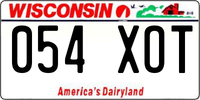 WI license plate 054XOT