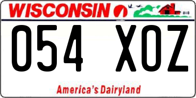 WI license plate 054XOZ