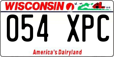 WI license plate 054XPC
