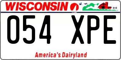 WI license plate 054XPE