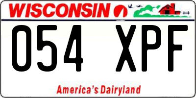 WI license plate 054XPF