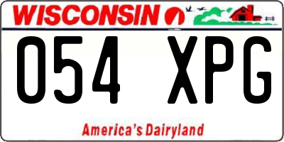 WI license plate 054XPG