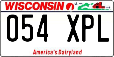WI license plate 054XPL
