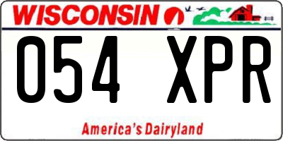 WI license plate 054XPR