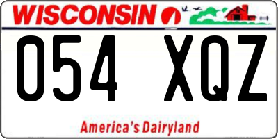 WI license plate 054XQZ