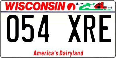 WI license plate 054XRE
