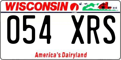 WI license plate 054XRS