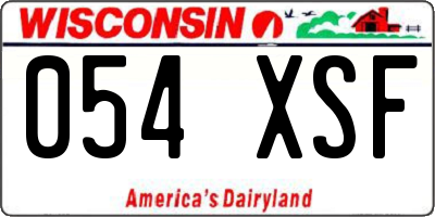 WI license plate 054XSF