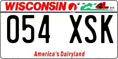 WI license plate 054XSK