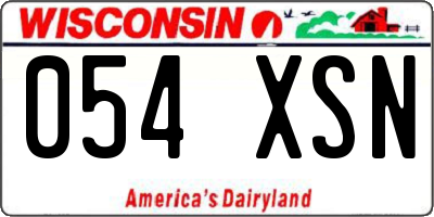WI license plate 054XSN