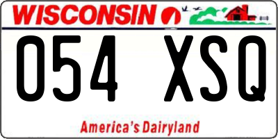 WI license plate 054XSQ